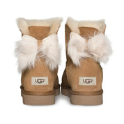 UGG Fluff Bow Mini Chestnut Boots - Women's