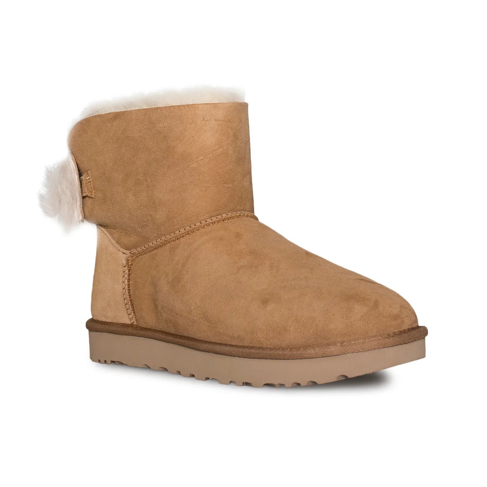 UGG Fluff Bow Mini Chestnut Boots - Women's