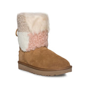 UGG Classic Short Patchwork Fluff Chestnut Boots - Women's