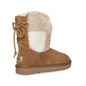 UGG Classic Short Patchwork Fluff Chestnut Boots - Women's