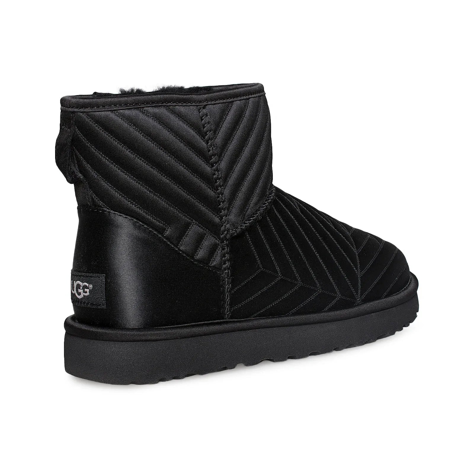 UGG Classic Mini Quilted Satin Black Boots - Women's