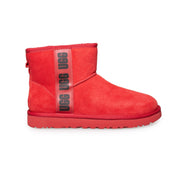 UGG Classic Mini Side Logo Samba Red Black Boots - Women's