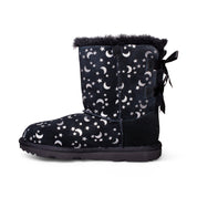 UGG Bailey Bow Moon And Stars Black Boots - Youth