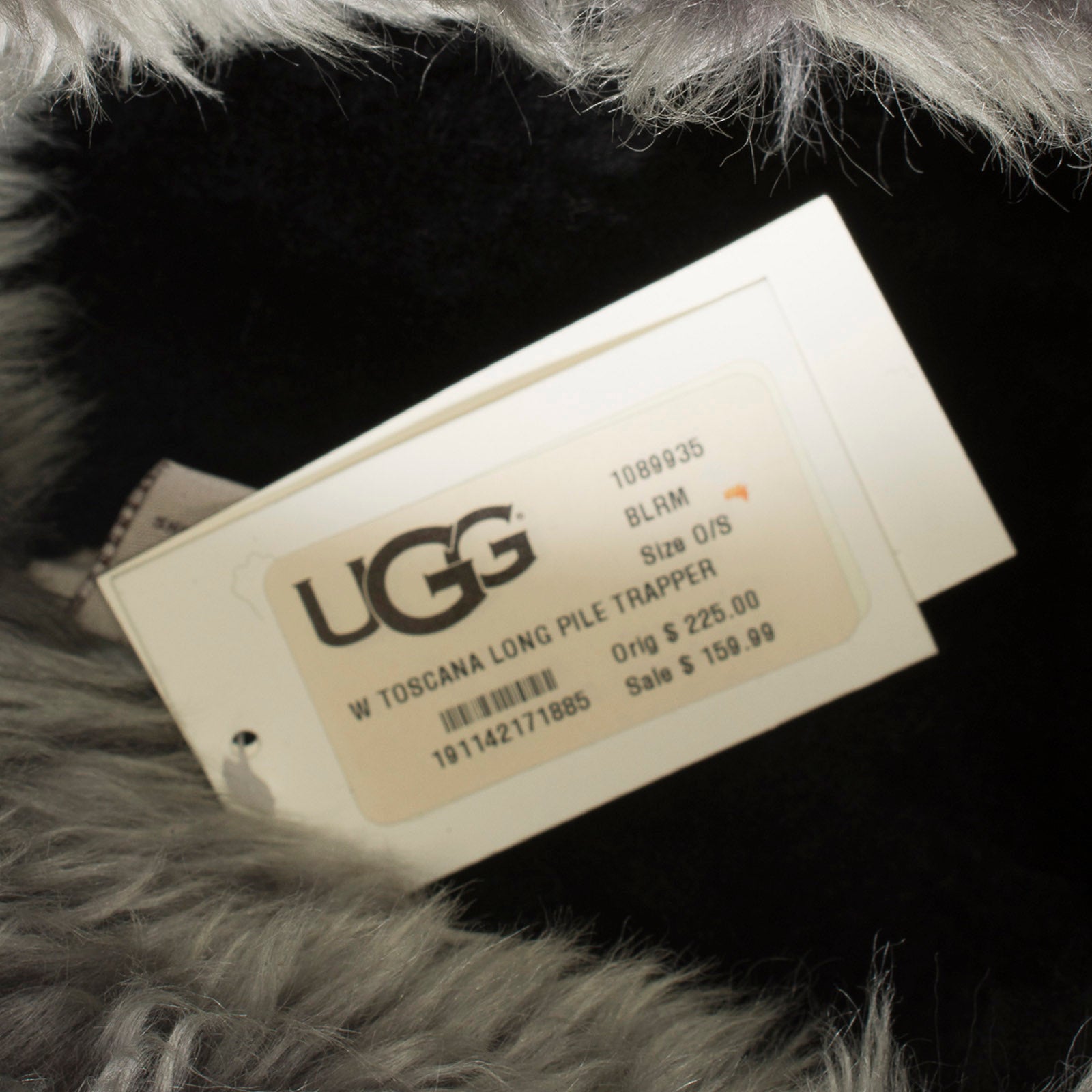 UGG Toscana Long Pile Trapper Leather Black Hat - Women's