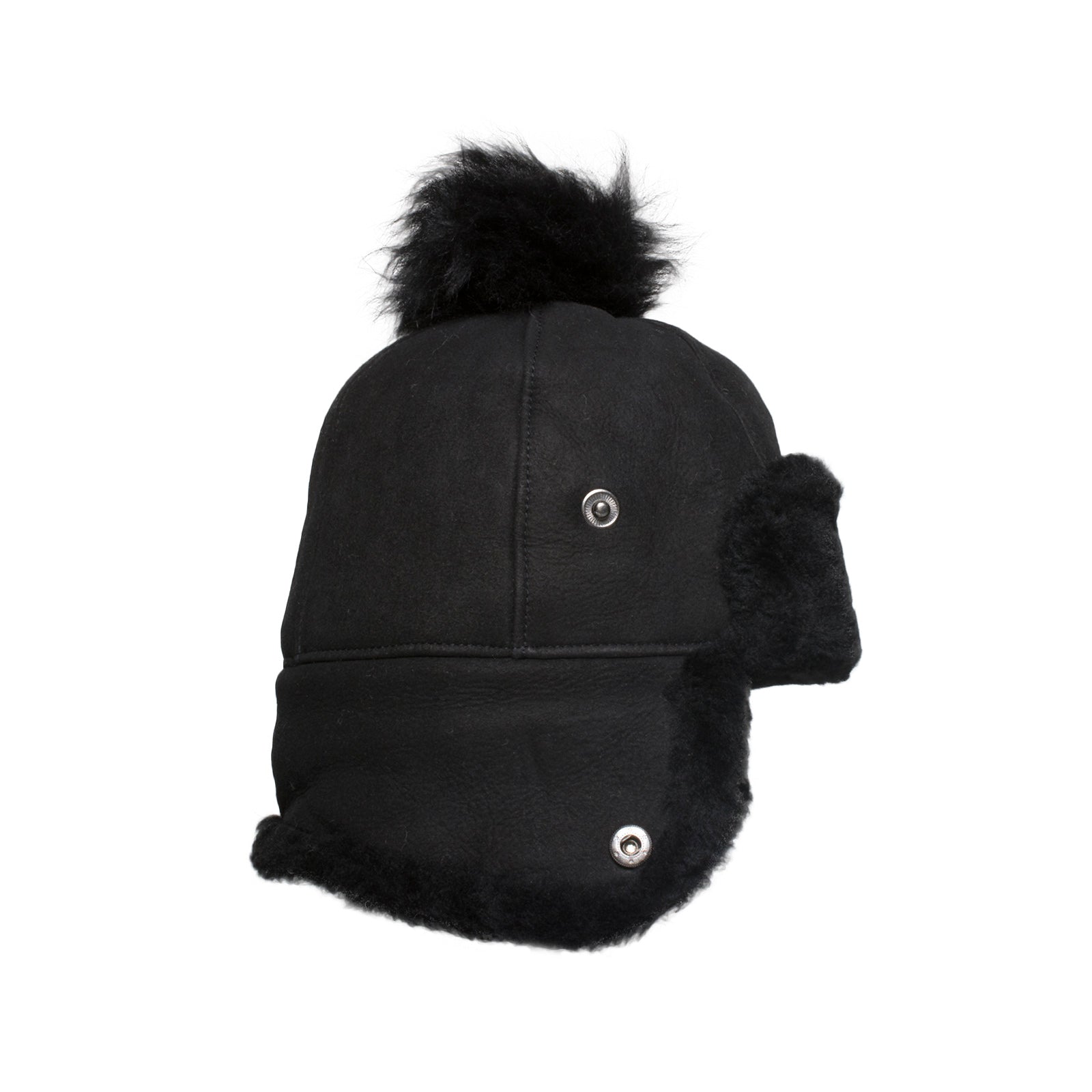 UGG Sheepskin Pom Black Hat - Woman's