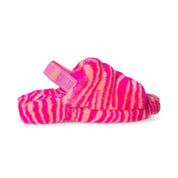 UGG Fluff Yeah Slide Zebra Rock Rose Sandals - Women's