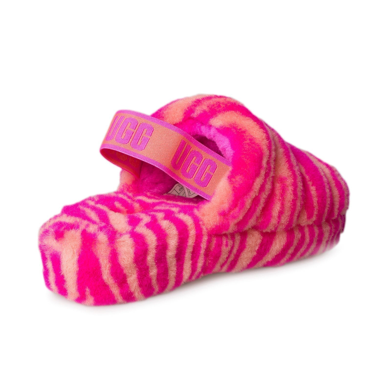 UGG Fluff Yeah Slide Zebra Rock Rose Sandals - Women's