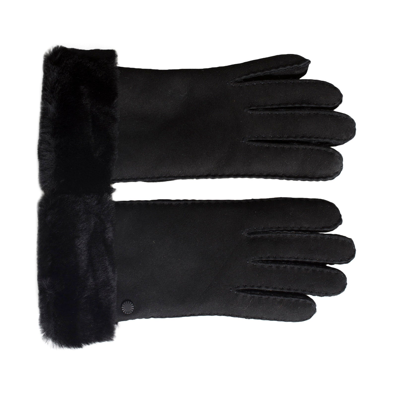 UGG Sheepskin Classic Turn Cuff Black Gloves - Women's