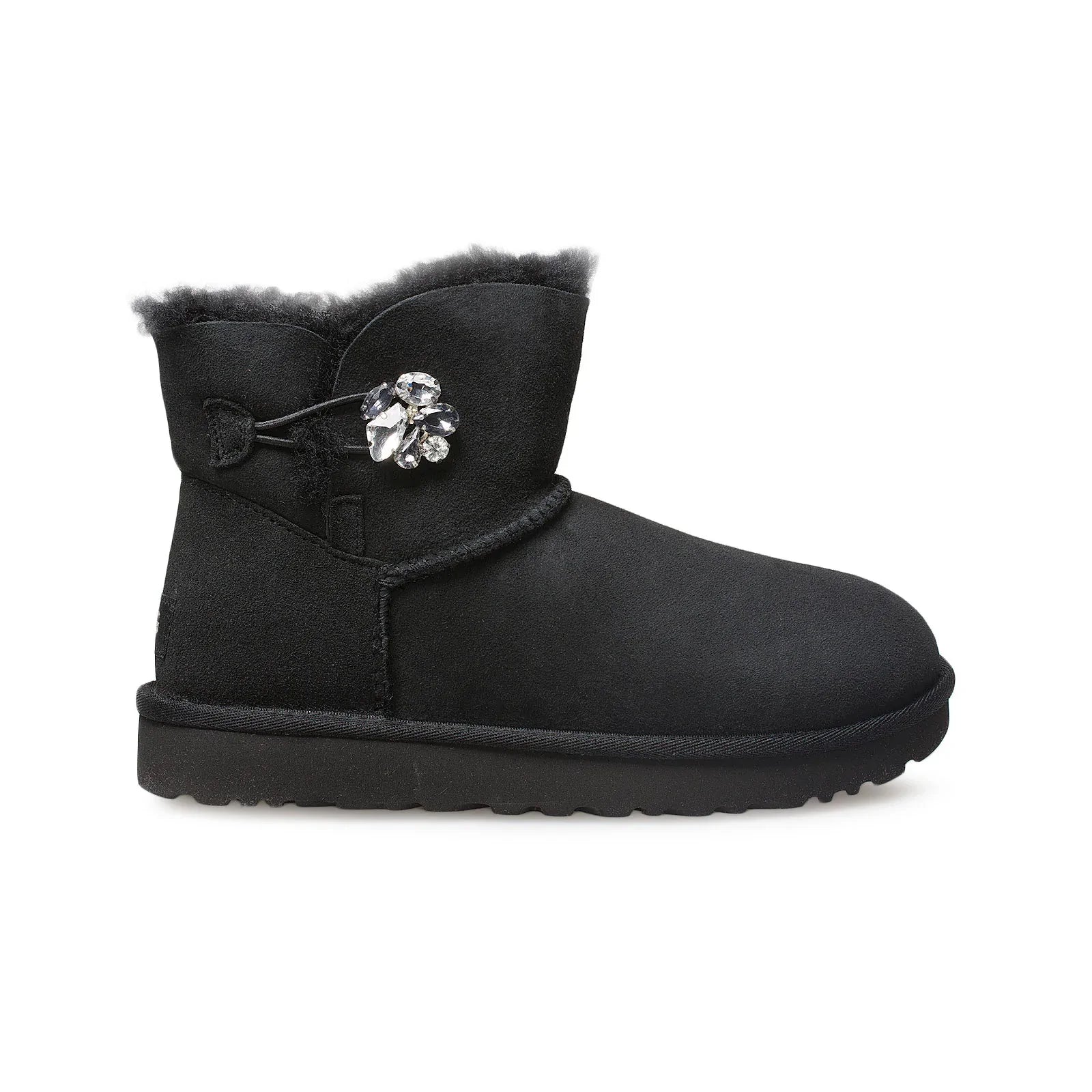 UGG Mini Bailey Button Gem Black Boots - Women's