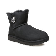 UGG Mini Bailey Button Gem Black Boots - Women's