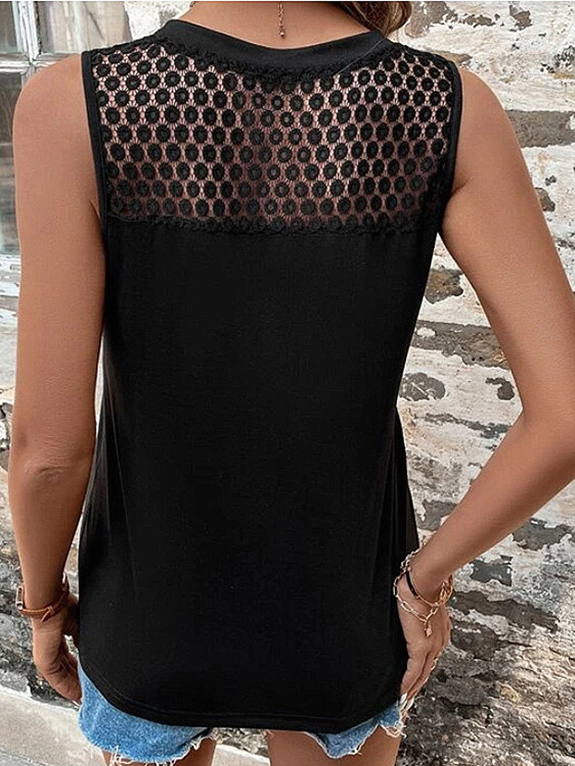 Lace Detail V-Neck Tank