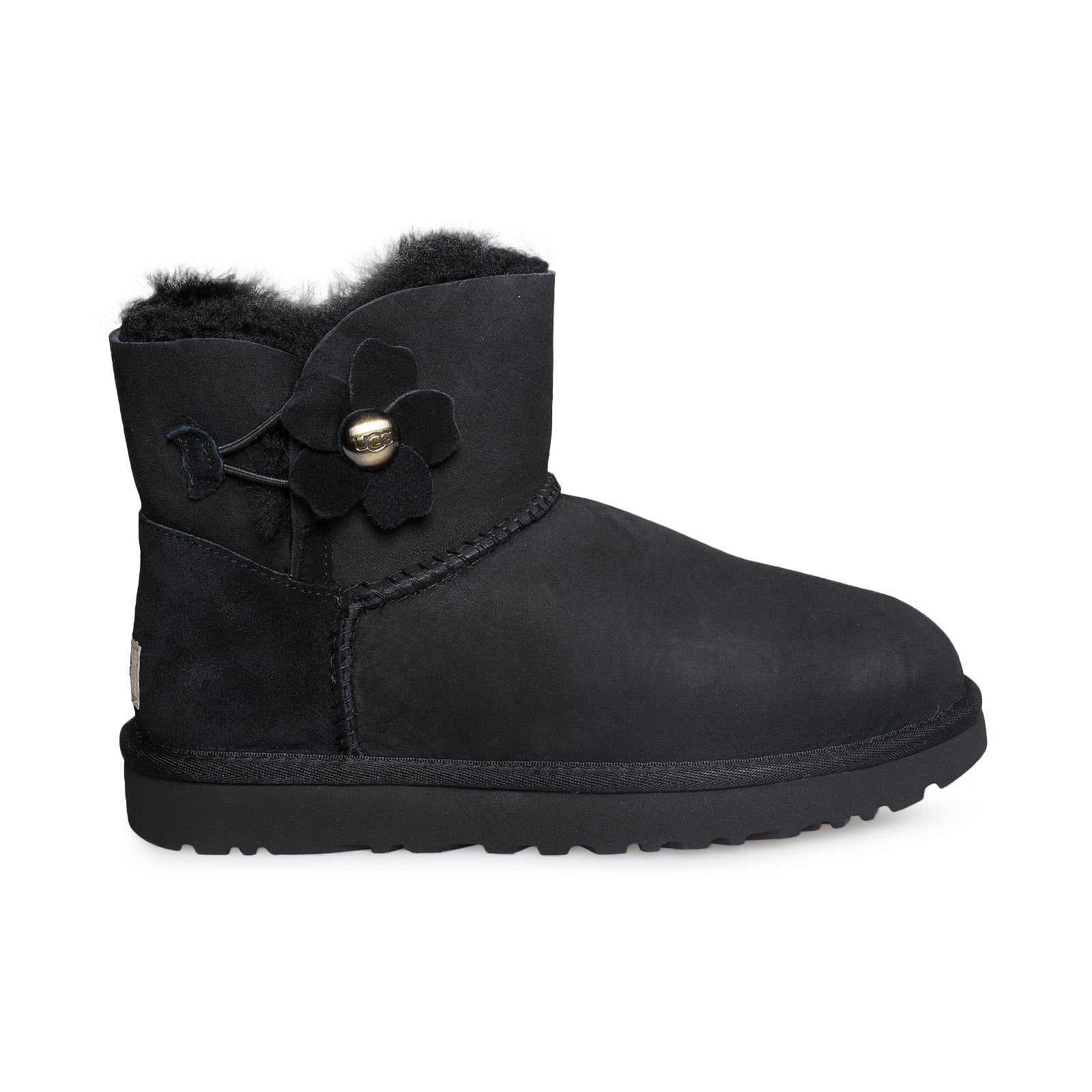 UGG Mini Bailey Button Poppy Black Boots - Women's