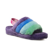 UGG Fluff Yeah Pride Slide Purple Rainbow Slippers - Women's