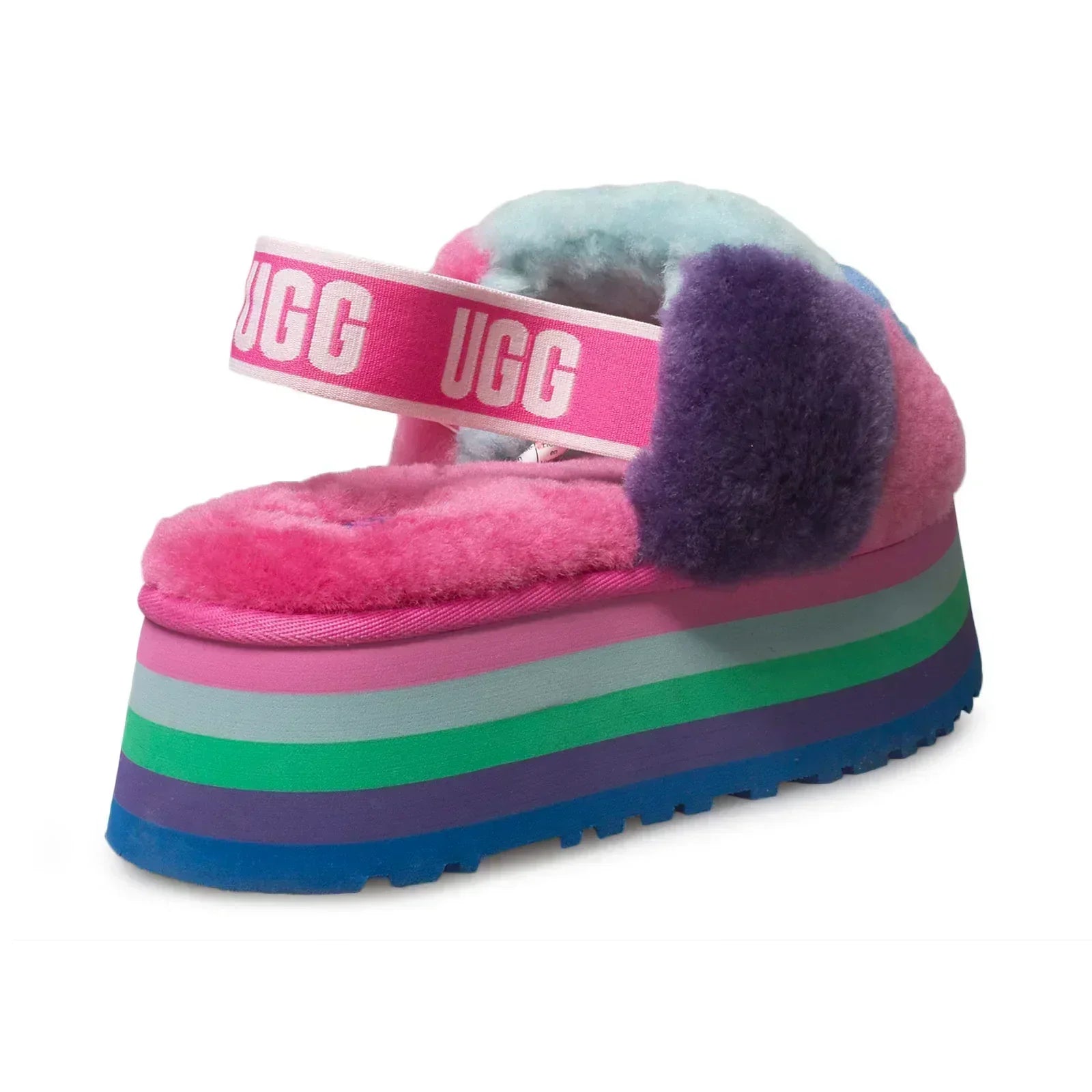 UGG Disco Checker Pride Rainbow Blue Sandals - Women's