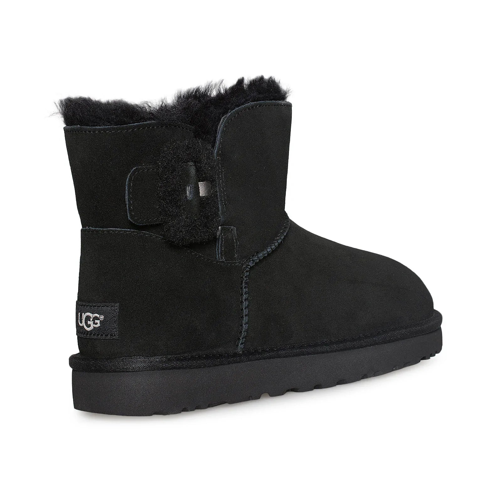 UGG Mini Fluff Buckle Black Boots - Women's