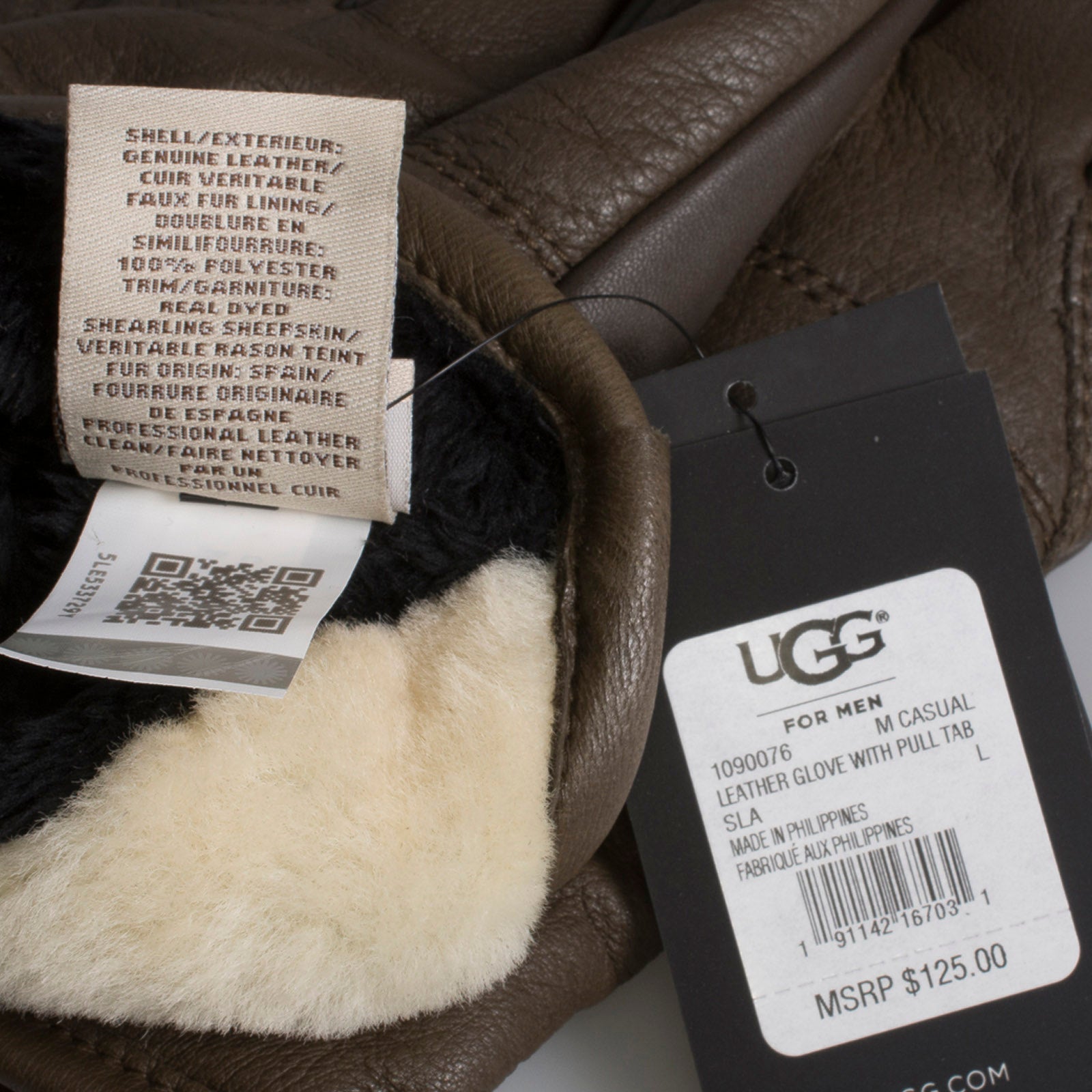 UGG Casual Leather with Pull Tab Cordovan Gloves- Men's