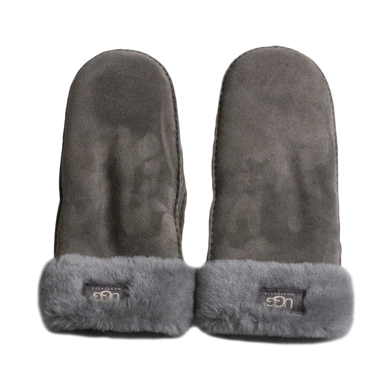 UGG Sheepskin Leather Grey Mittens - Women's