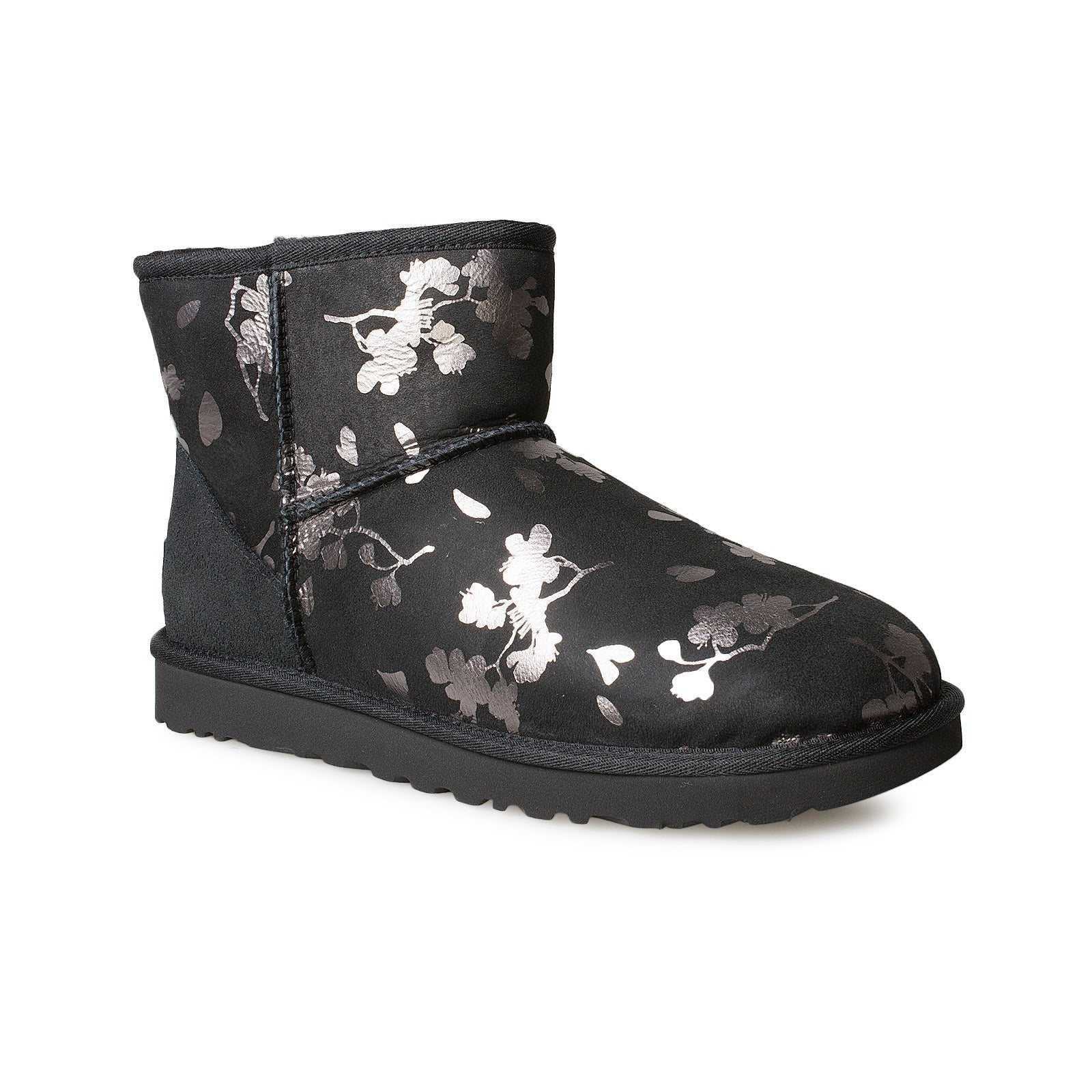 UGG Classic Mini Floral Foil Black Boots - Women's