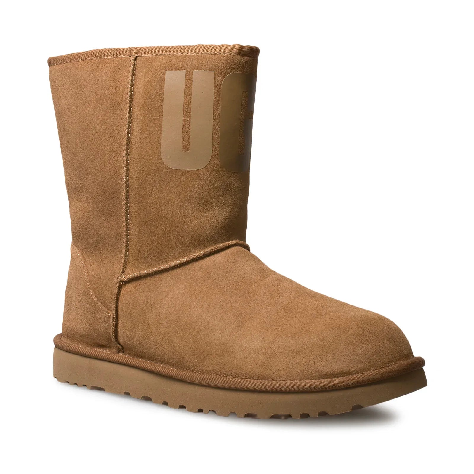 UGG Classic Short UGG Rubber Logo Chestnut Boots - Women's