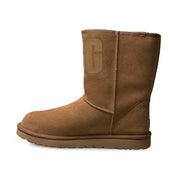 UGG Classic Short UGG Rubber Logo Chestnut Boots - Women's