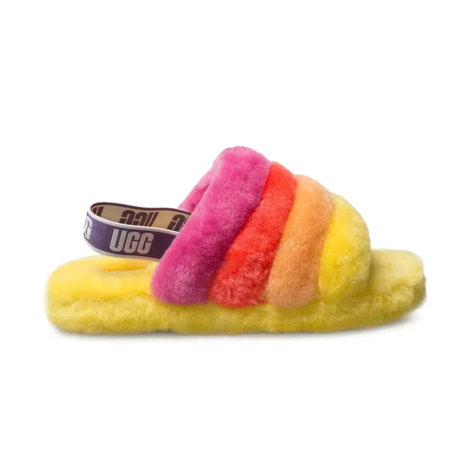 UGG Fluff Yeah Slide Pride Rainbow Yellow Slippers - Men's