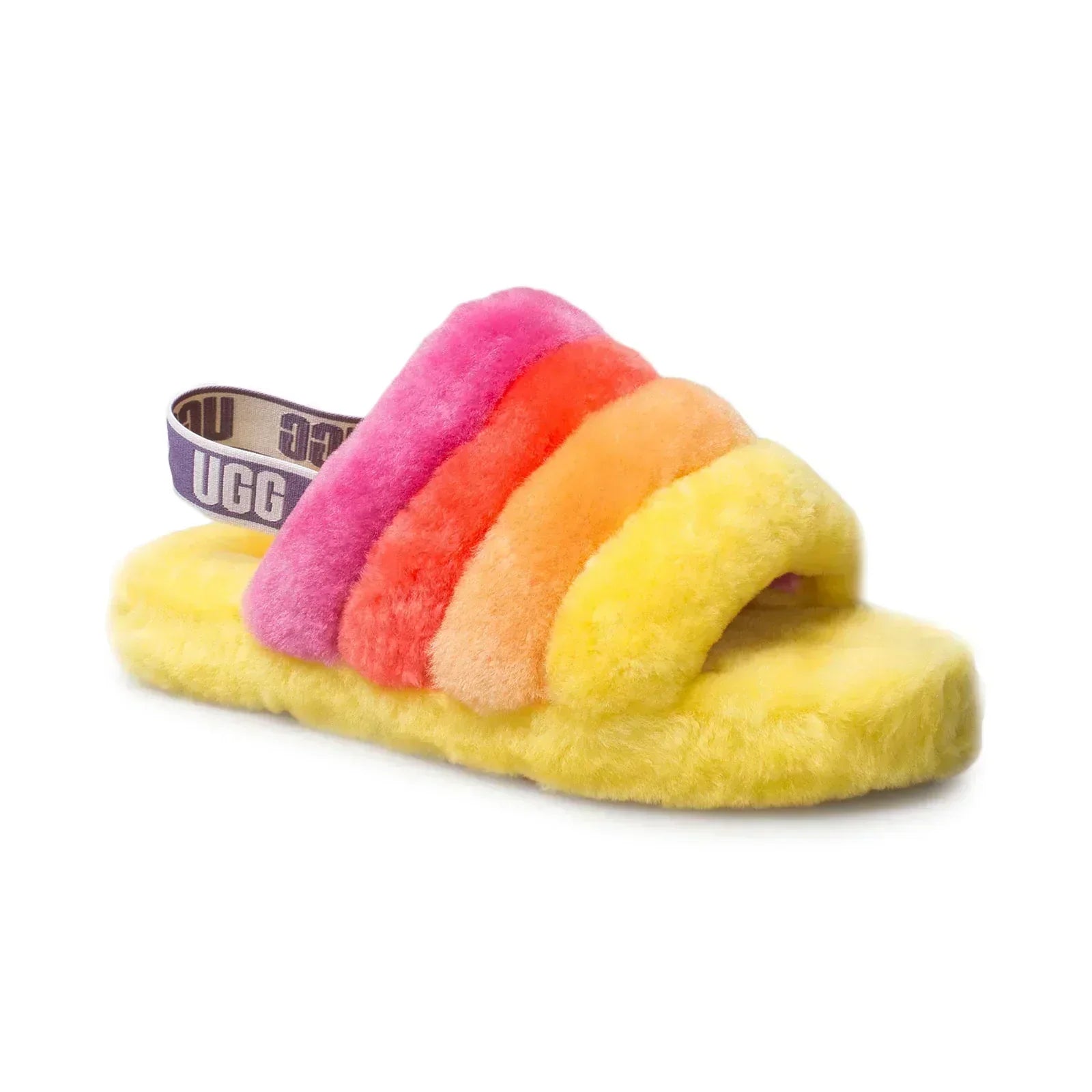 UGG Fluff Yeah Slide Pride Rainbow Yellow Slippers - Men's