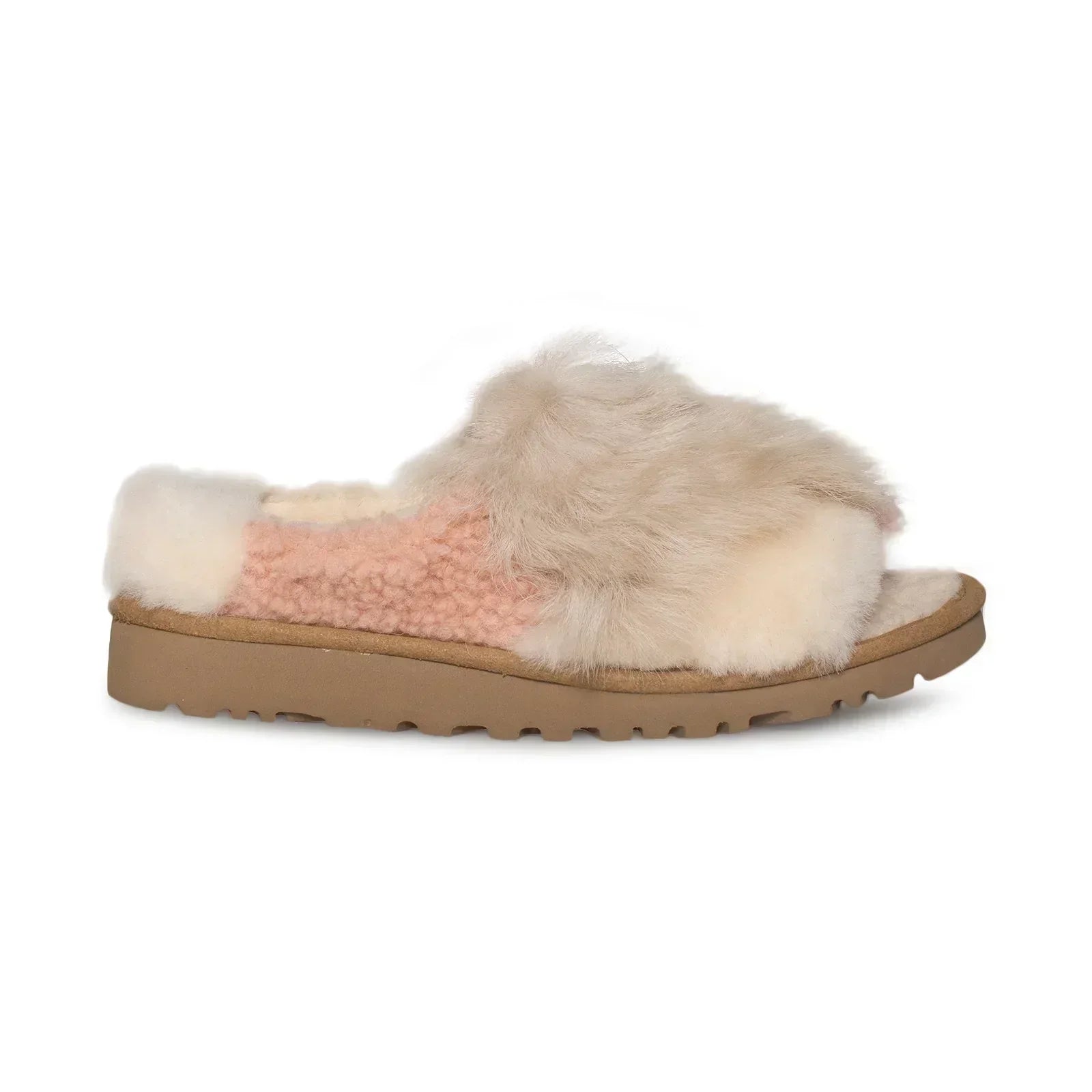 UGG Patchwork Fluff Slide Chestnut Slippers - Women's