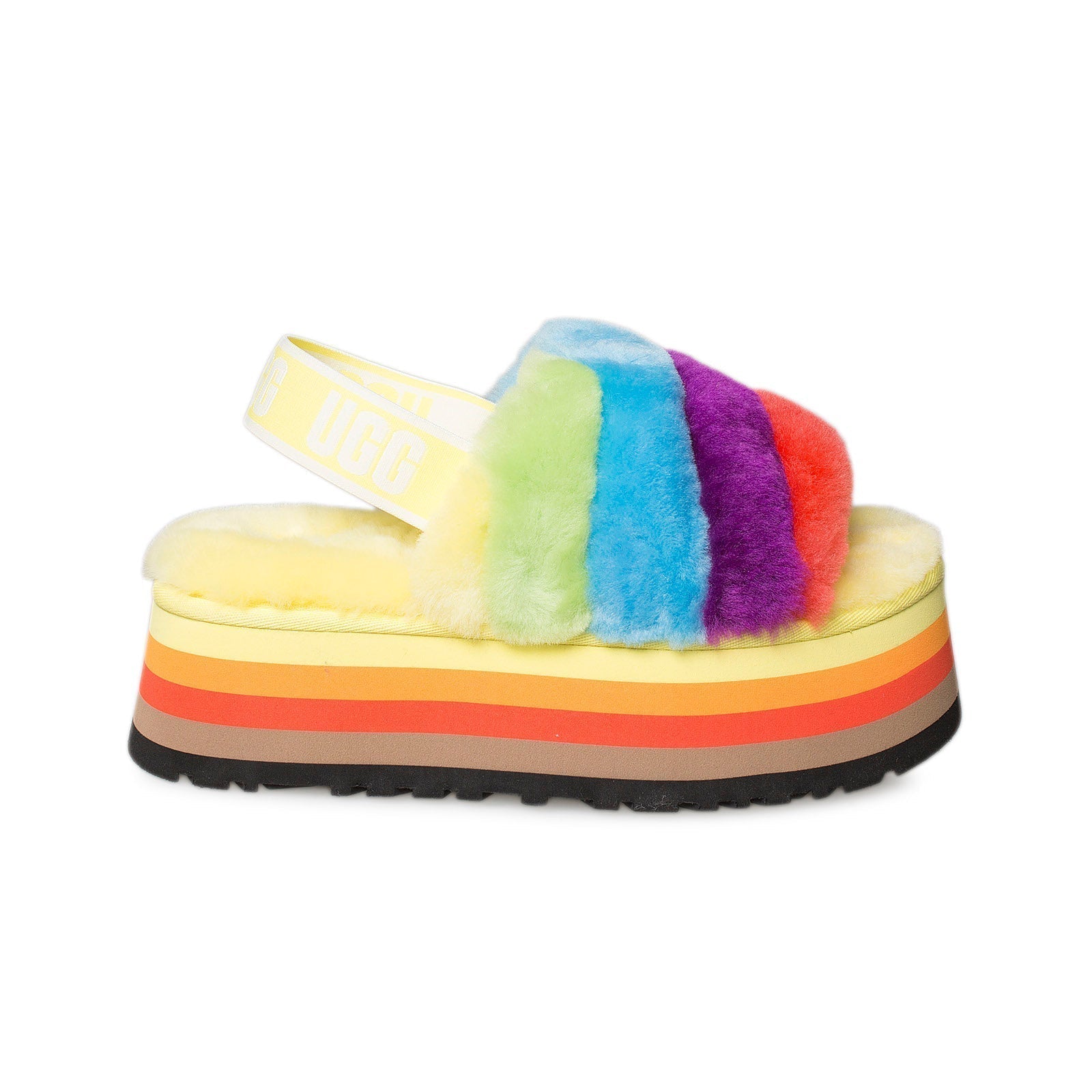 UGG Disco Stripe Slide Pride Rainbow Combo Slippers - Women's