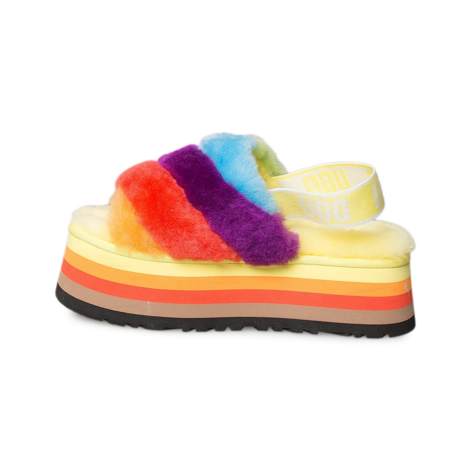 UGG Disco Stripe Slide Pride Rainbow Combo Slippers - Women's