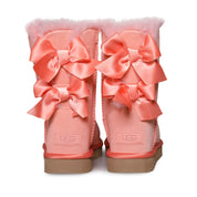 UGG Bailey Bow Satin Pink Boots - Women's