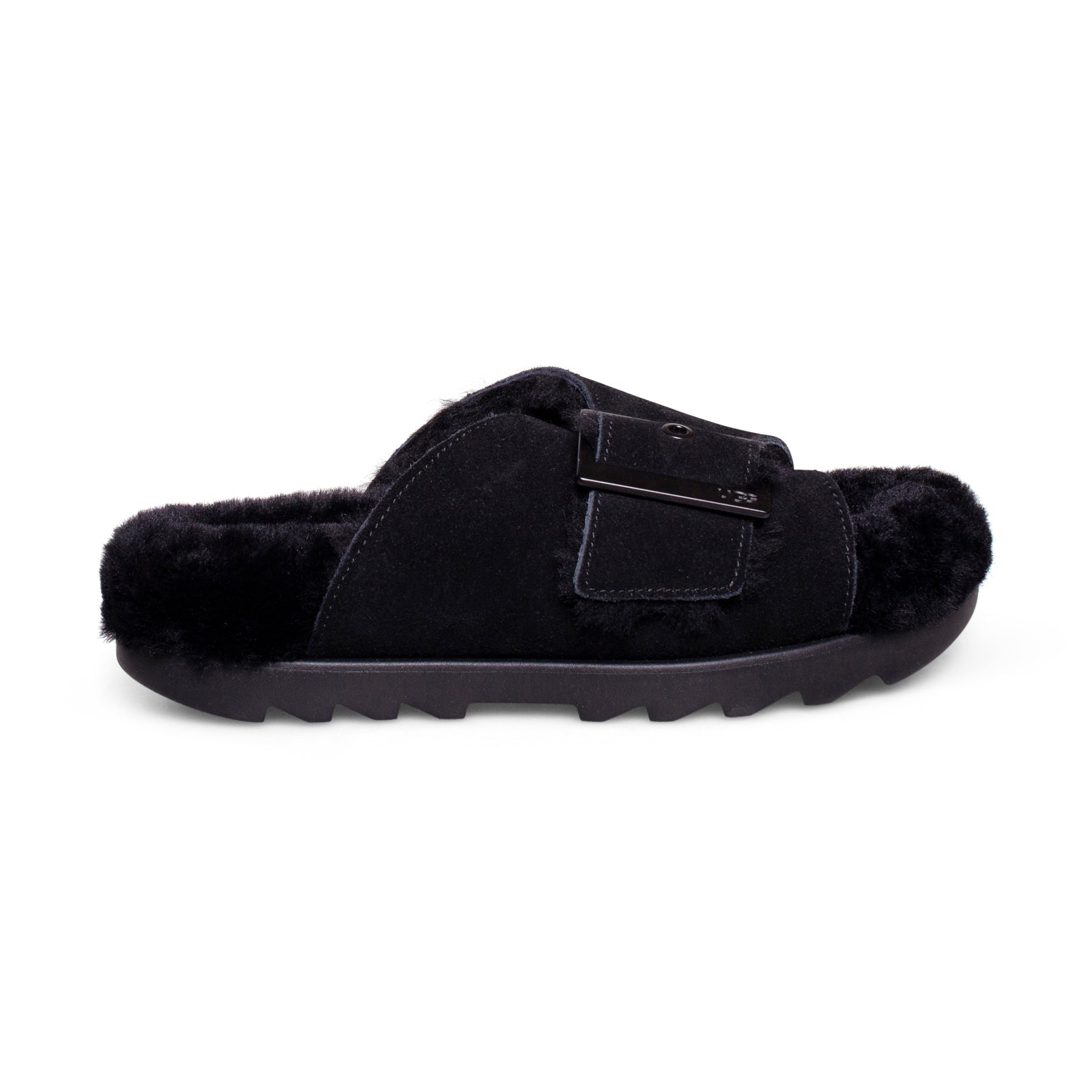 UGG Outslide Buckle Black Slippers - Women's