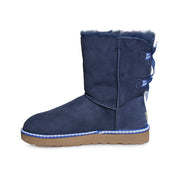 UGG Bailey Bow Gingham Navy Boots - Women's