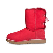 UGG Bailey Bow Gingham Ribbon Red Boots - Women's