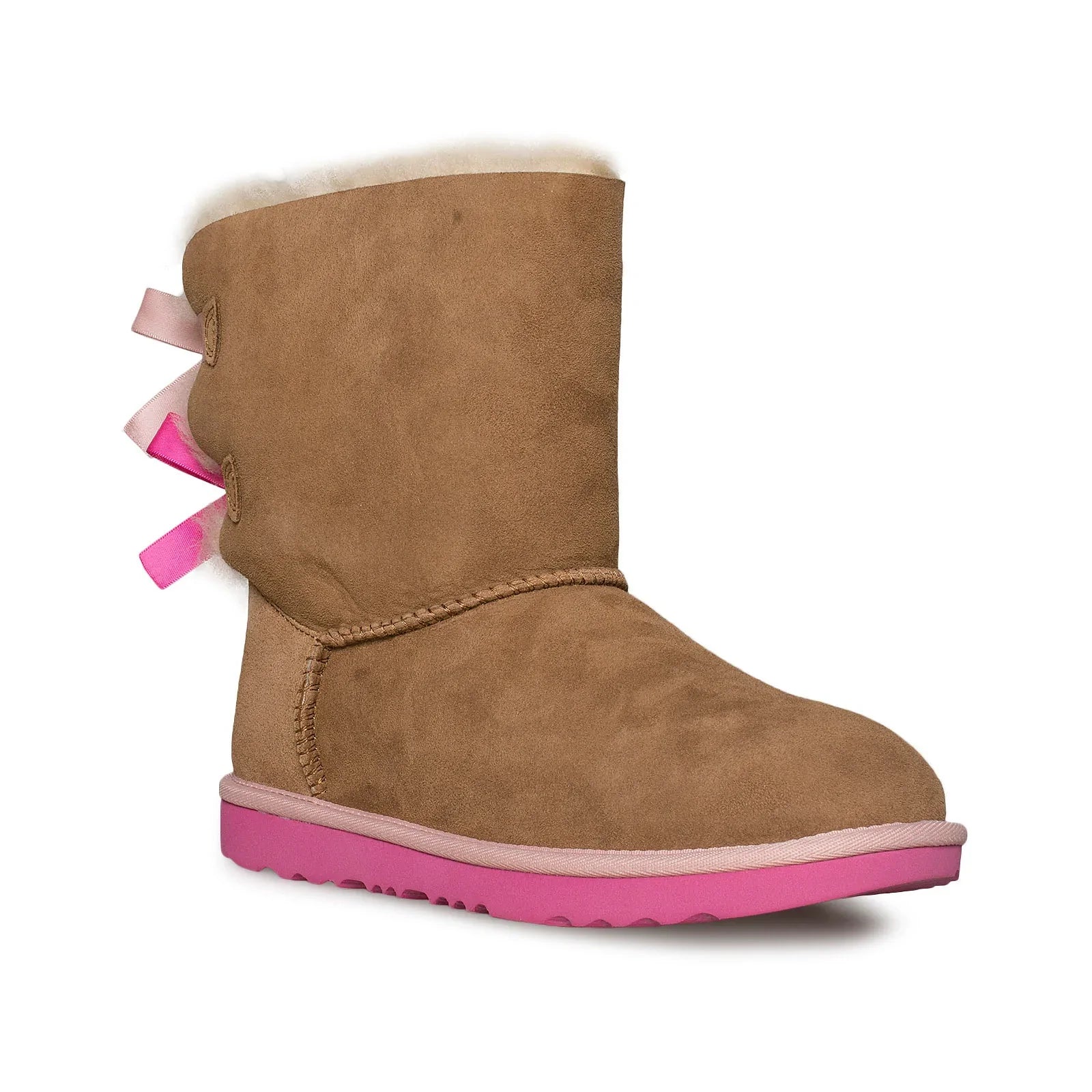 UGG Bailey Bow II Chestnut / Pink Azalea Boots - Youth