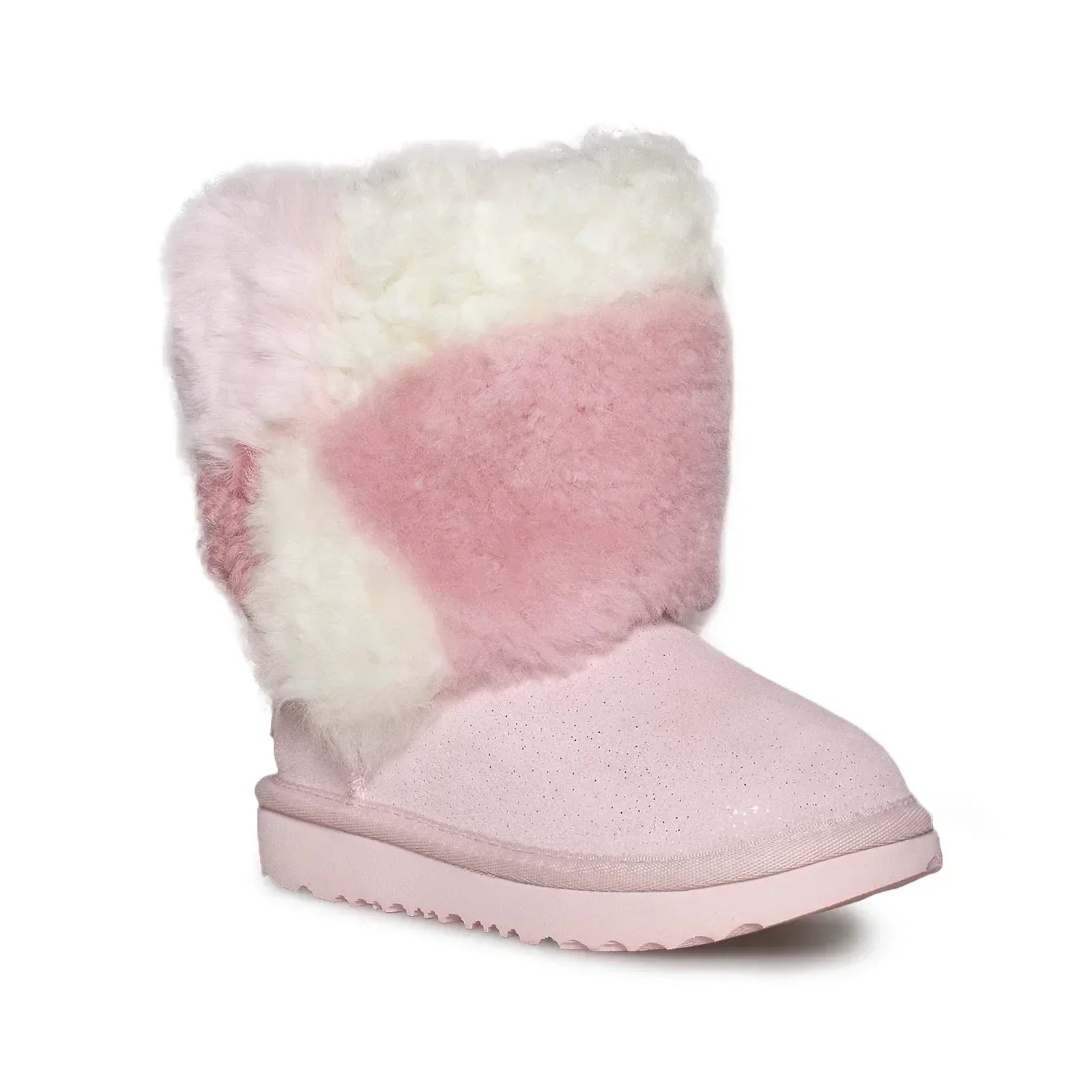 UGG Classic Short Patchwork Fluff Baby Pink Boots - Toddler