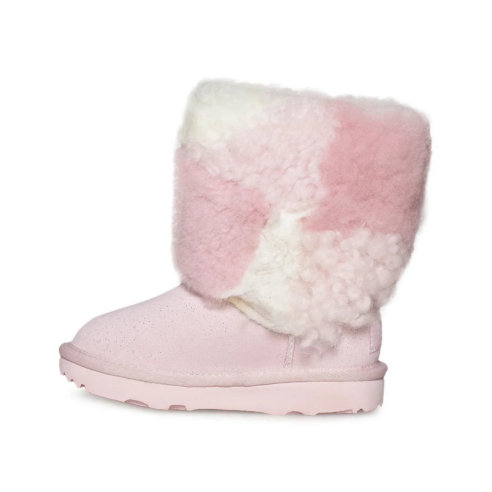 UGG Classic Short Patchwork Fluff Baby Pink Boots - Toddler