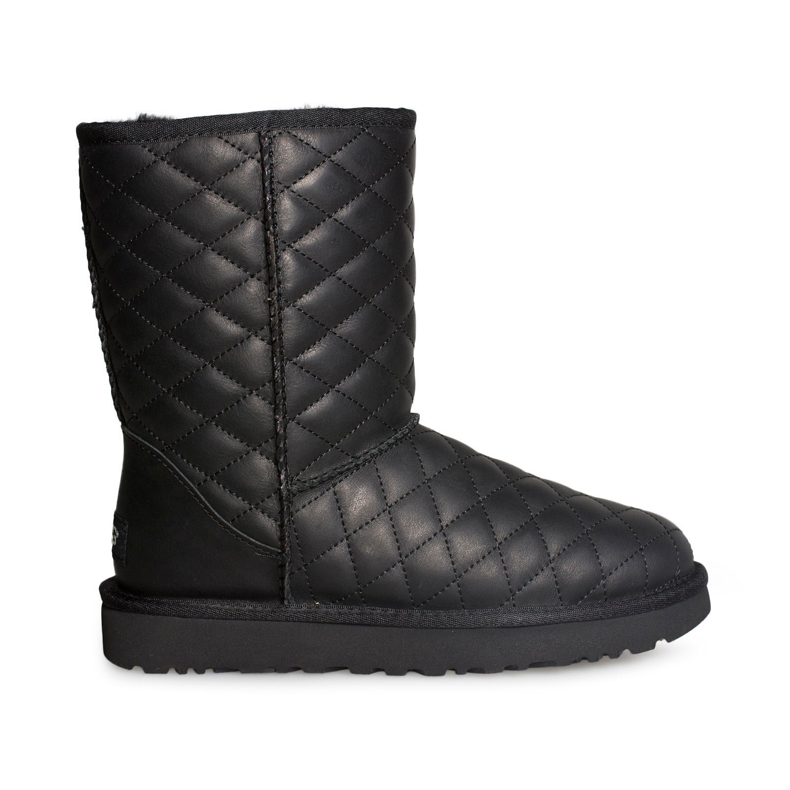 UGG Classic Short Diamond Quilt Black Boots - Women's