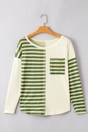 Striped Round Neck Long Sleeve Top