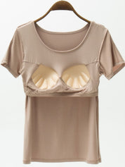 Round Neck Modal T-Shirt with Bra