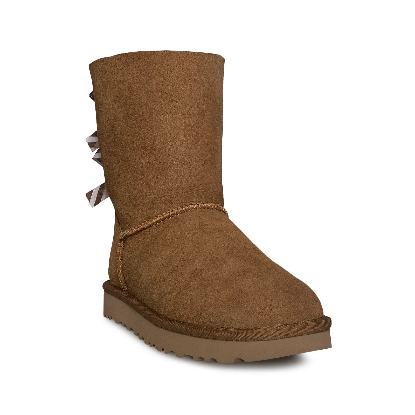 UGG Bailey Bow II Diagonal Stripes Chestnut Boots - Women's