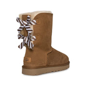 UGG Bailey Bow II Diagonal Stripes Chestnut Boots - Women's