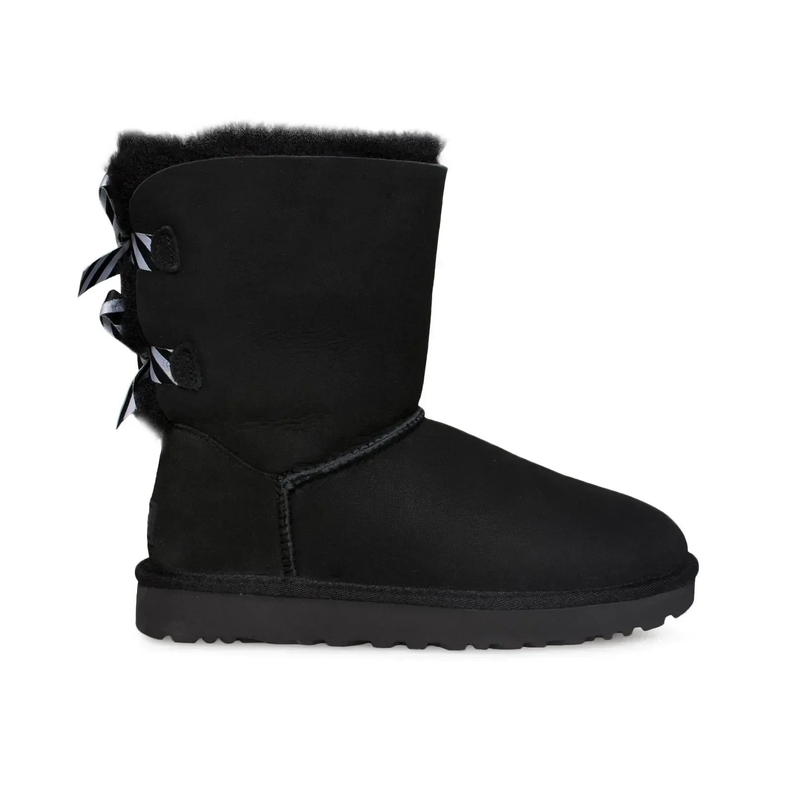 UGG Bailey Bow II Diagonal Stripes Black Boots - Women's