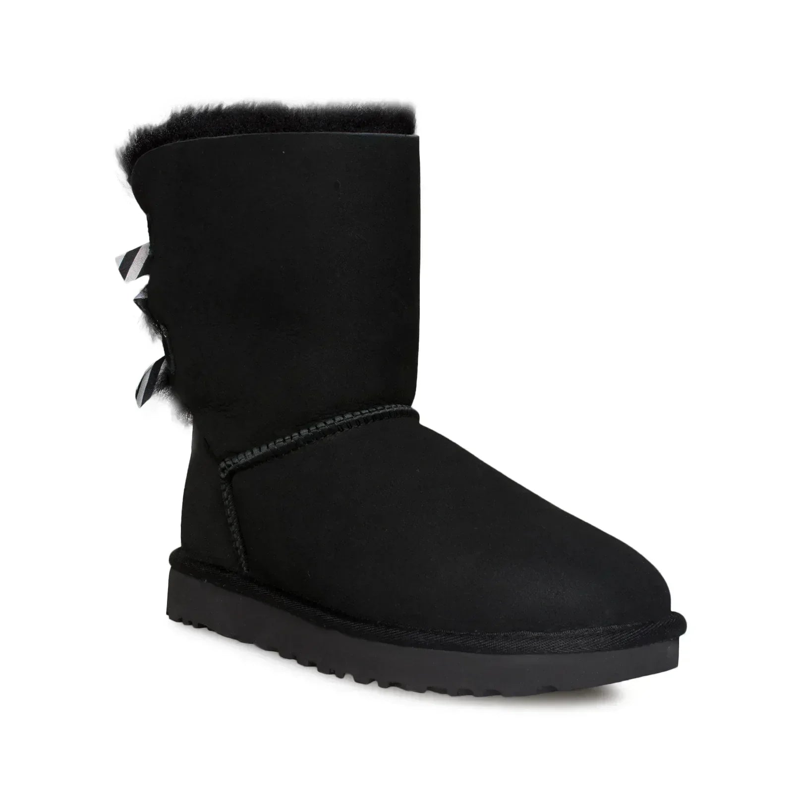 UGG Bailey Bow II Diagonal Stripes Black Boots - Women's