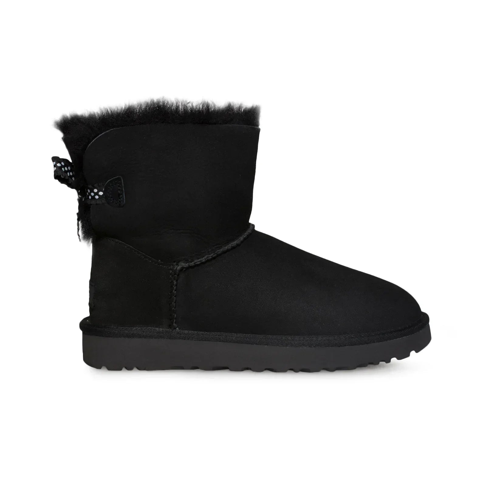 UGG Mini Bailey Bow II Ruffled Black Boots - Women's