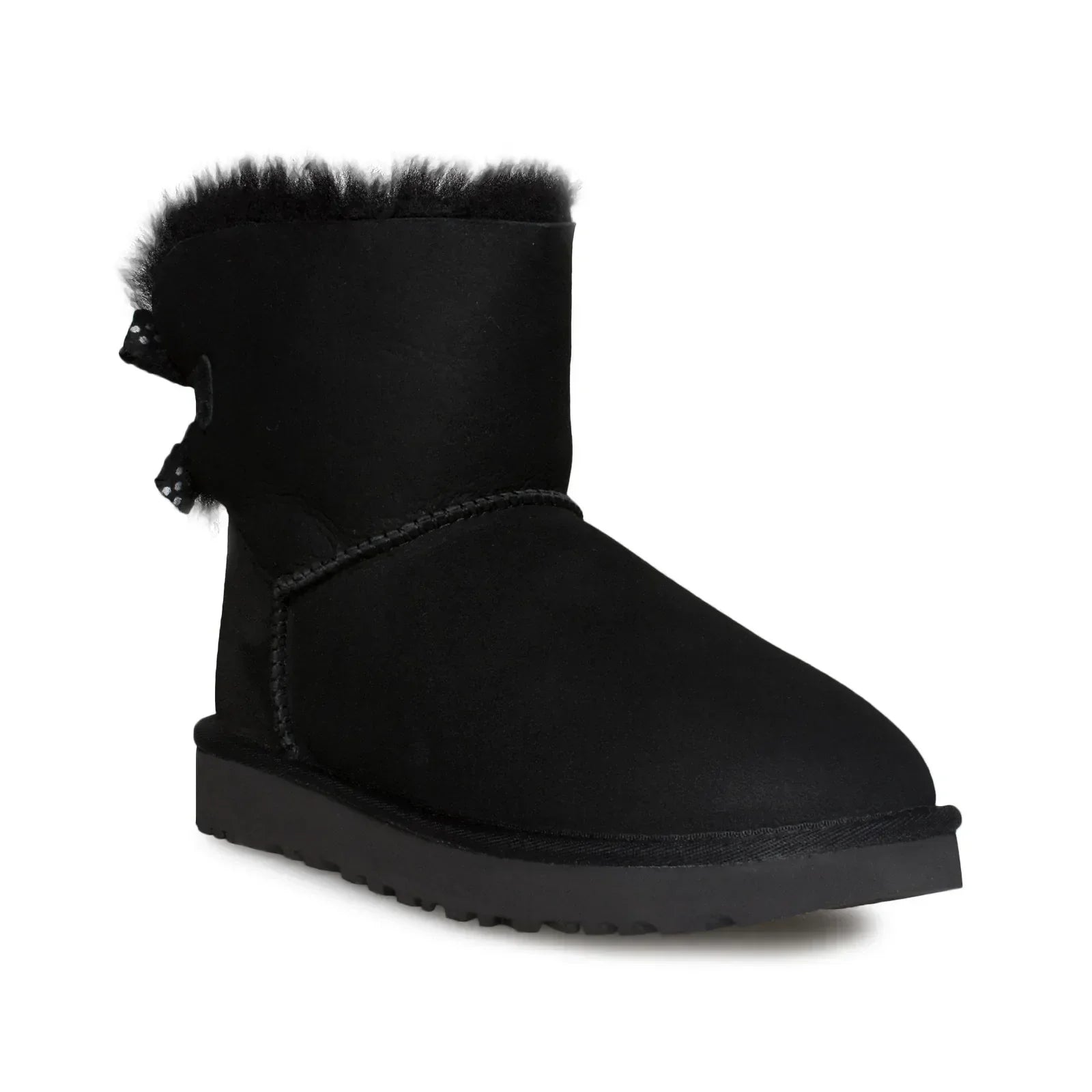 UGG Mini Bailey Bow II Ruffled Black Boots - Women's