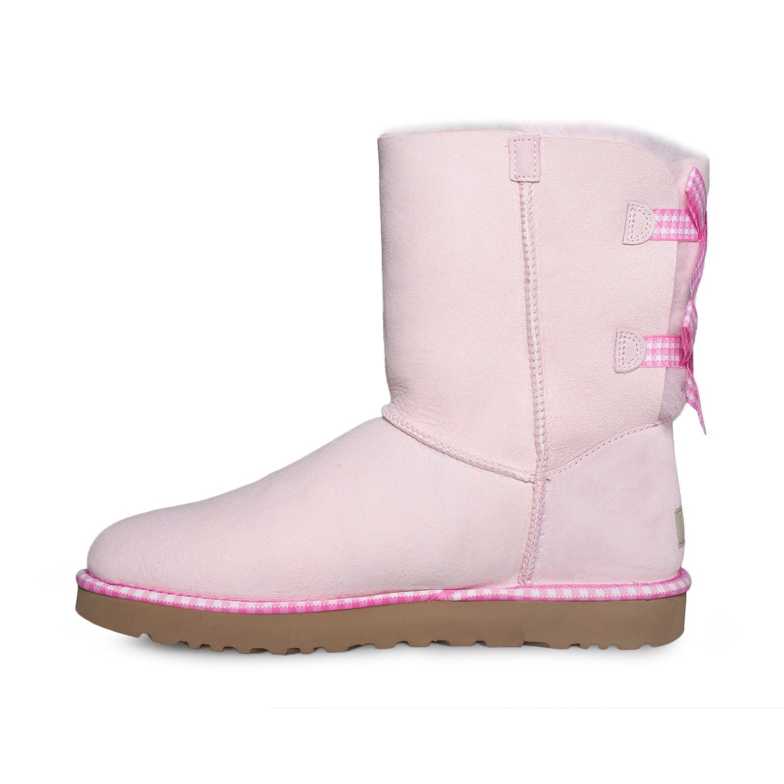 UGG Bailey Bow Gingham Seashell Pink Boots - Women's