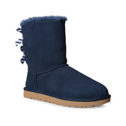 UGG Bailey Bow Diagonal Stripes Navy Boots - Women's