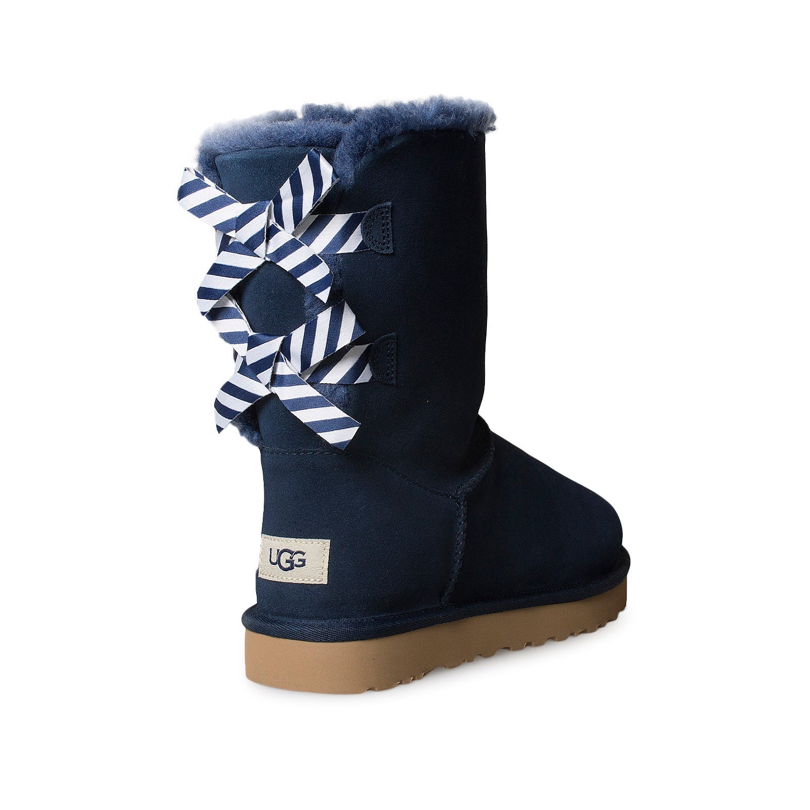 UGG Bailey Bow Diagonal Stripes Navy Boots - Women's