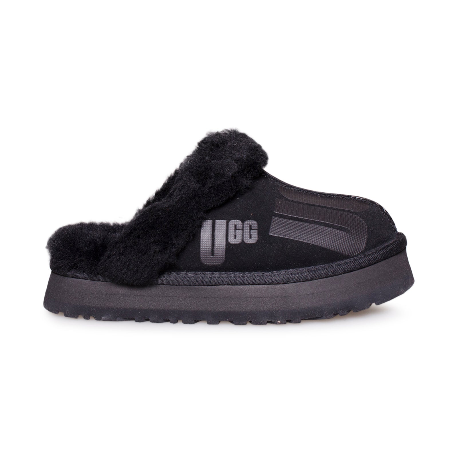 UGG Disquette Scatter Graphic Black Slippers - Women's