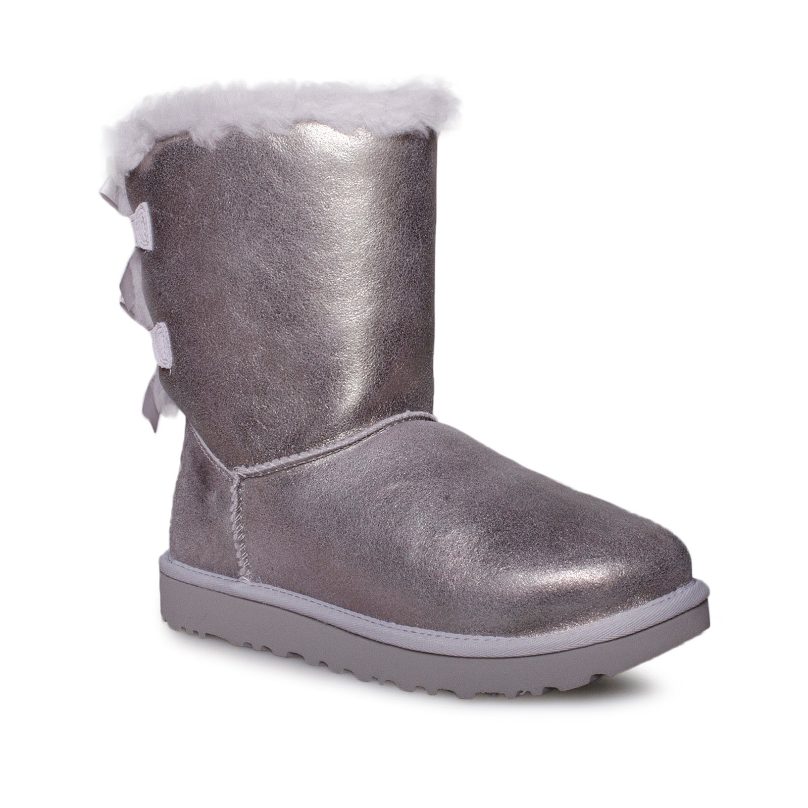 UGG Bailey Bow Glisten Silver Boots - Women's